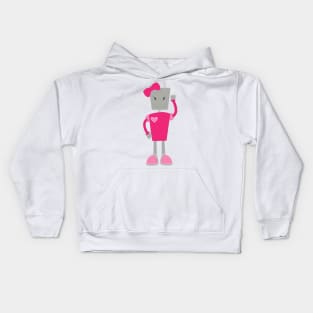 Cute Robot, Funny Robot, Girl Robot, Pink Robot Kids Hoodie